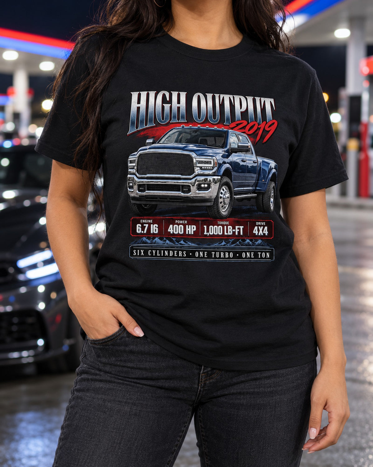 Ram 3500 High Output 2019 Archive Shirt, 400 HP 1,000 Lb-Ft T-Shirt Black worn hero