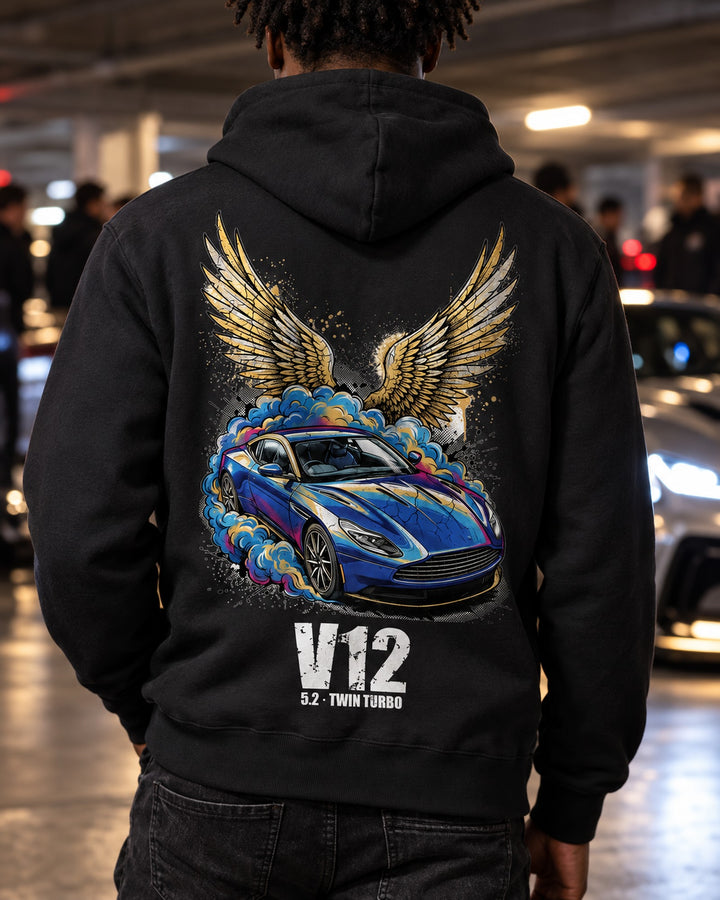 Aston Martin DB11 Wings Pull Over Hoodie & Zip Hoodie Zip Hoodie Black worn hero