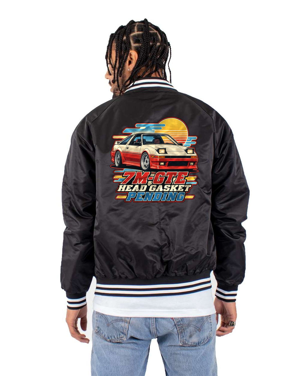 Toyota Supra A70 Showa Brochure Pop-Up Headlight Shirt Bomber Jacket Black back
