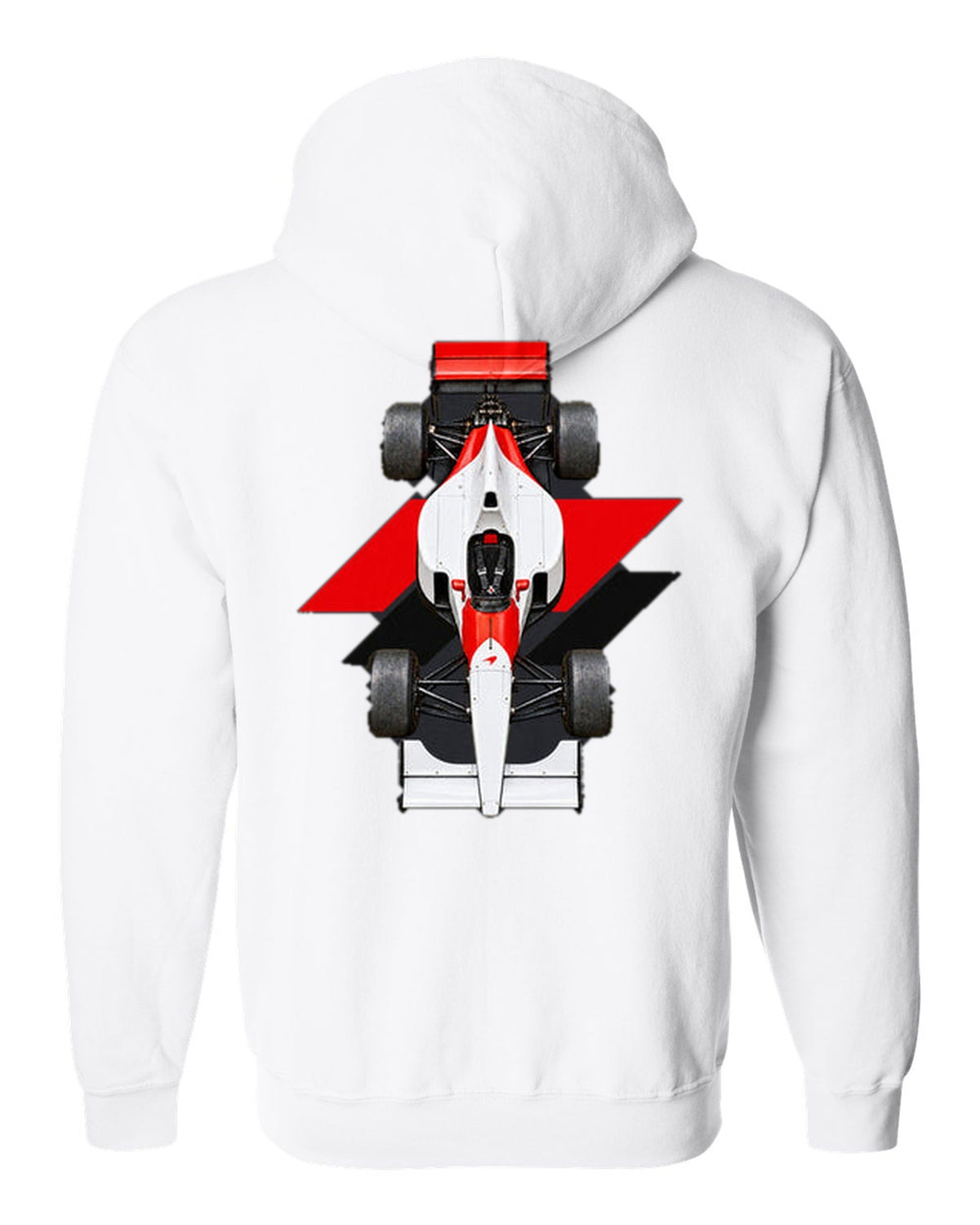 Mclaren MP4 6 1991 Formula 1 overhead poster artwork white zip hoodie back view with the design