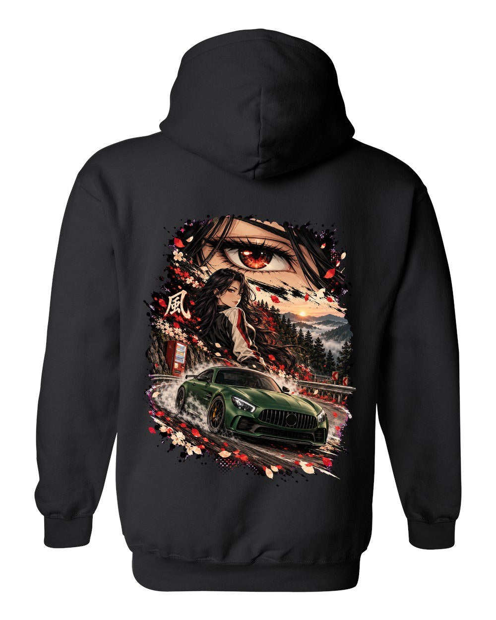 Mercedes-AMG GT R Anime Girl Pull Over Hoodie Black back