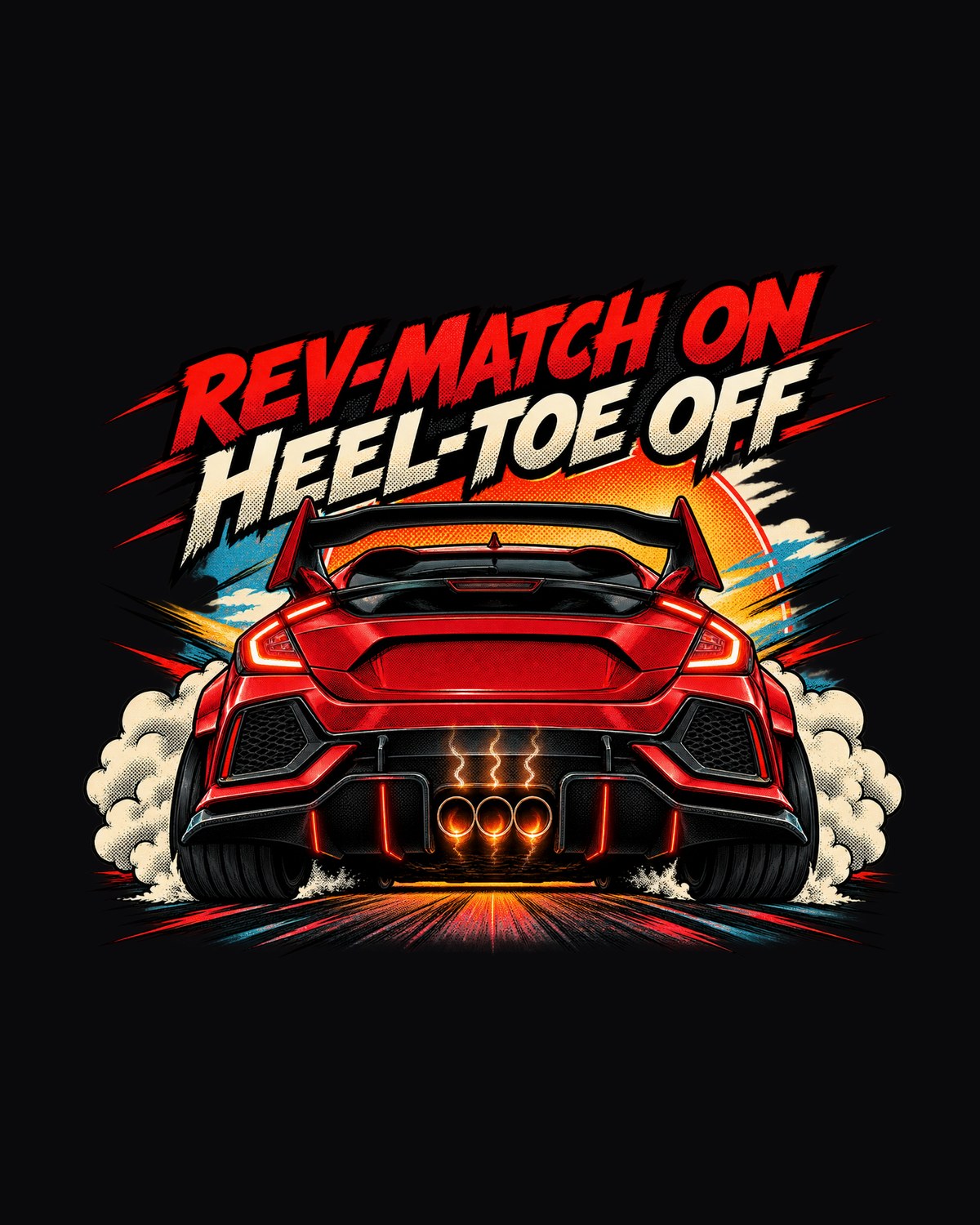 Honda Civic Type R FK8 Rev-Match Halftone Comic Shirt design only