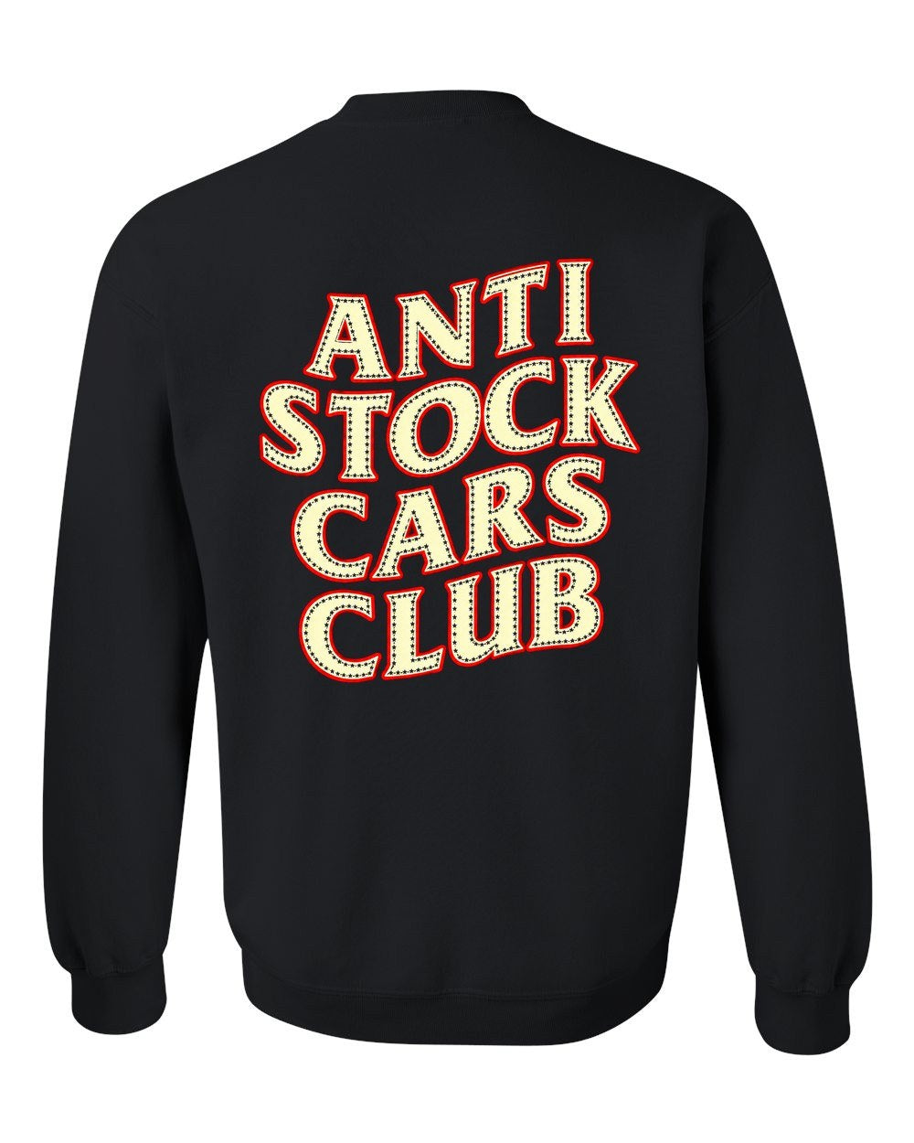 Anti Stock Cars Club Varsity College Crewneck Black back