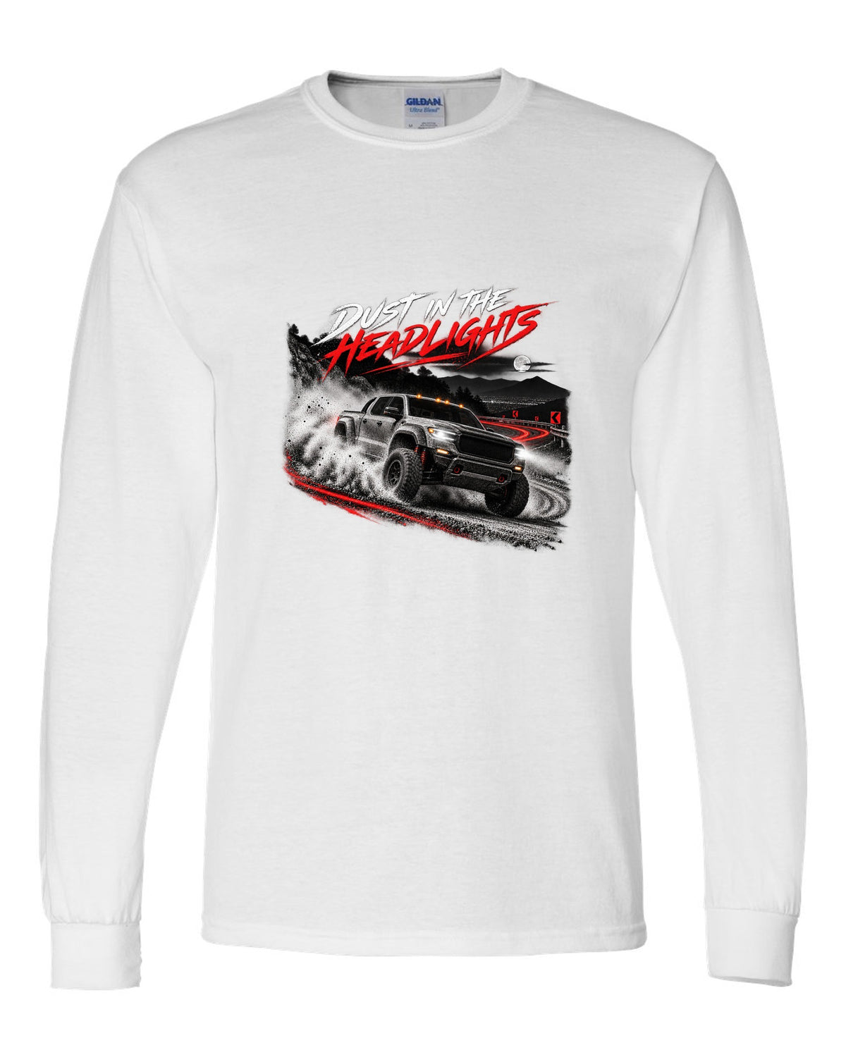 Ford Ranger Raptor 2024 P703 dust night print with Redback, 3.0 TT and 405 HP white long sleeve front view with the design