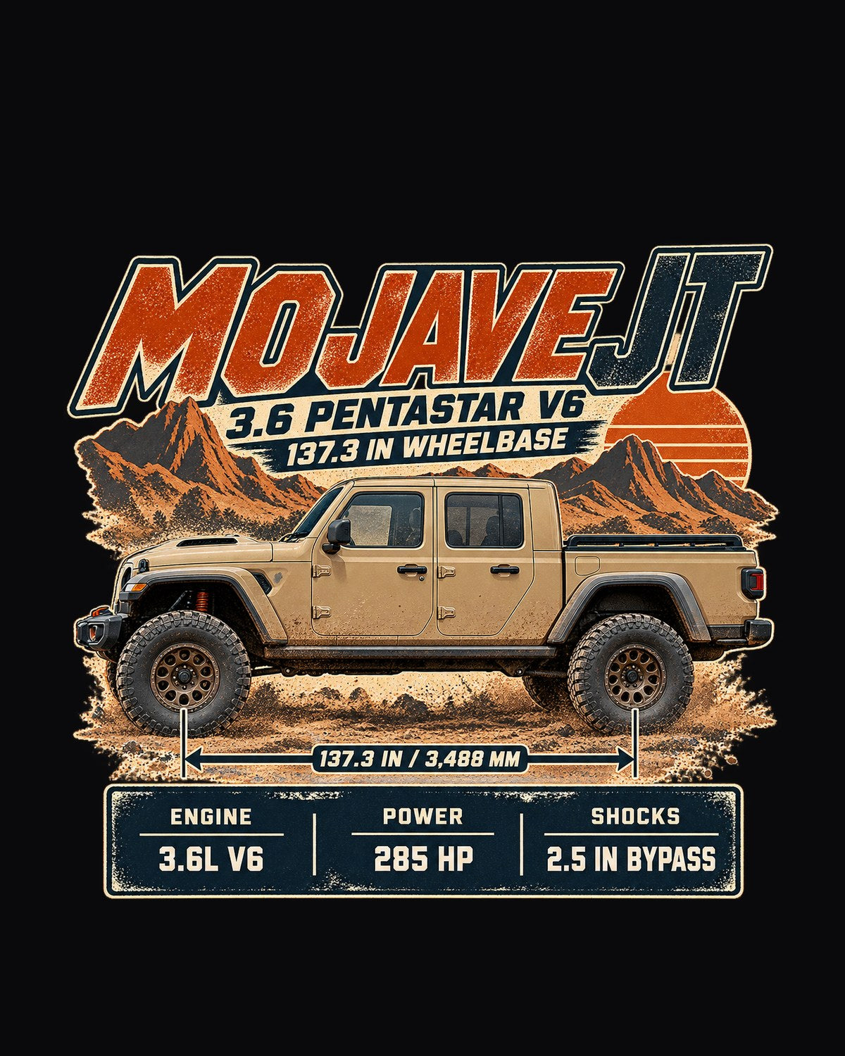 Jeep Gladiator Mojave JT Spec Poster Shirt, Truck Guy Gift design only