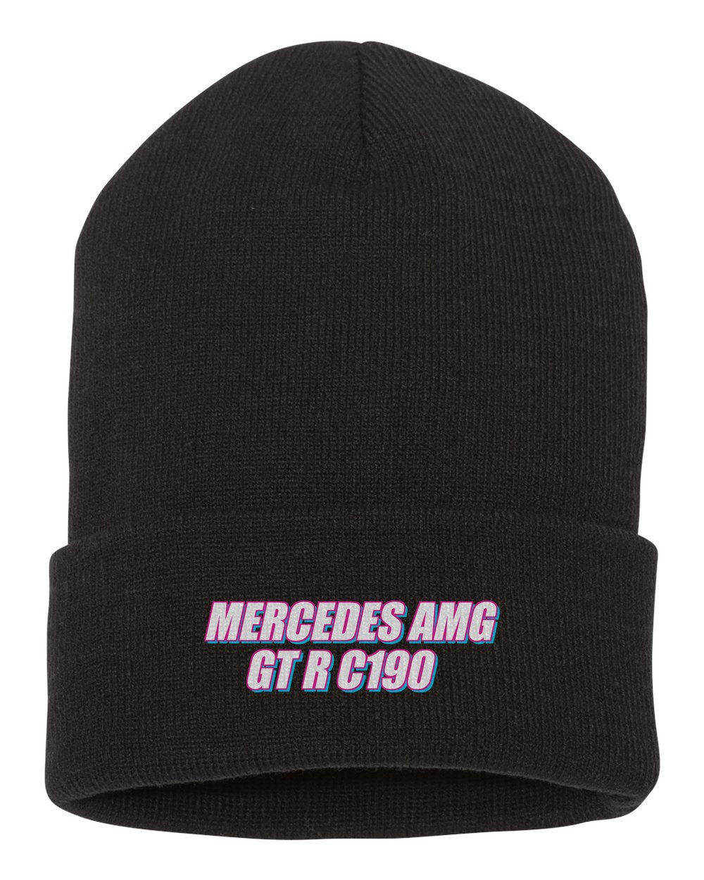 Mercedes Amg Gt R C190 black beanie front view with car name