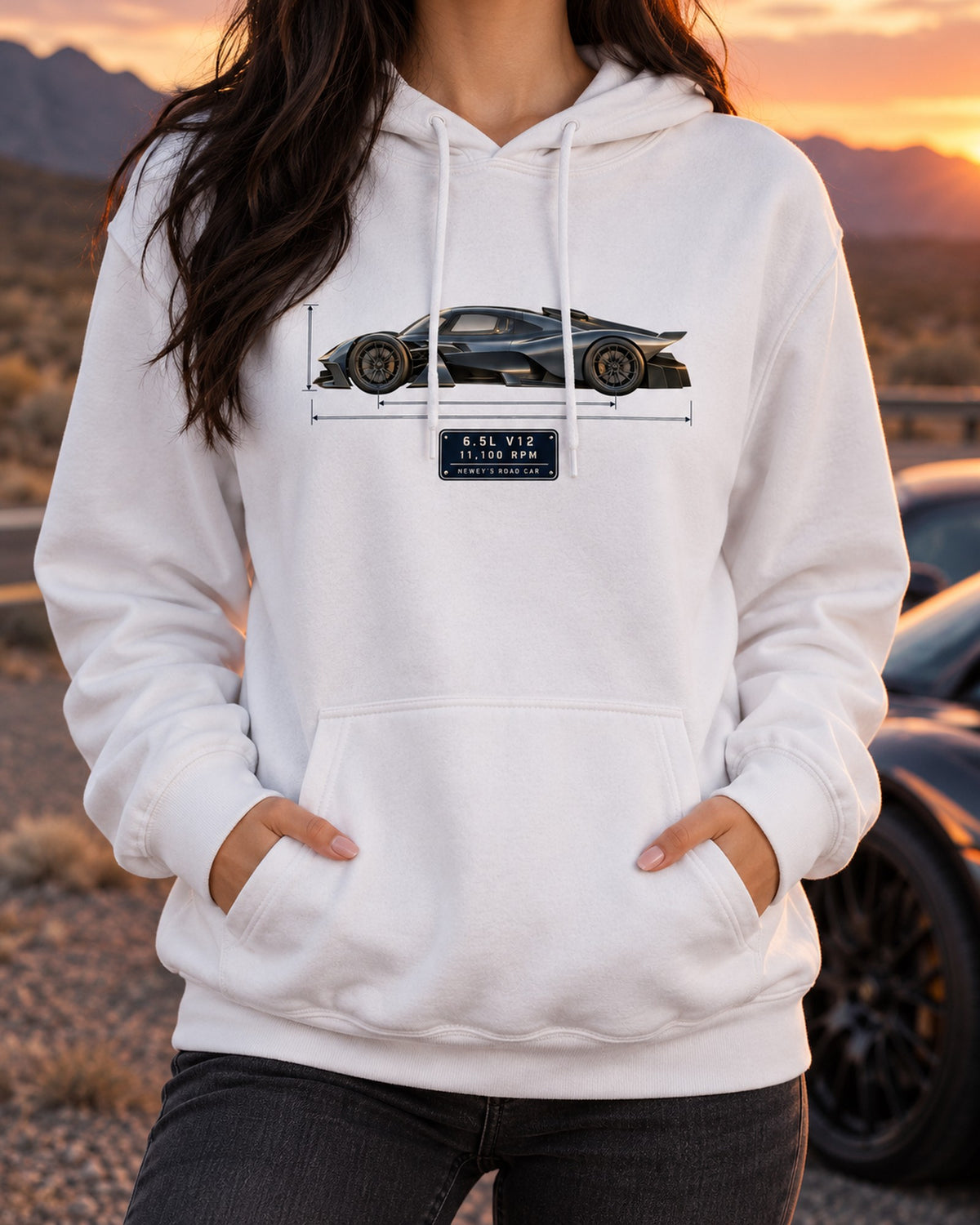 Aston Martin Valkyrie 2021 Blueprint Shirt, 6.5 V12 Car Guy Gift Pull Over Hoodie White worn hero