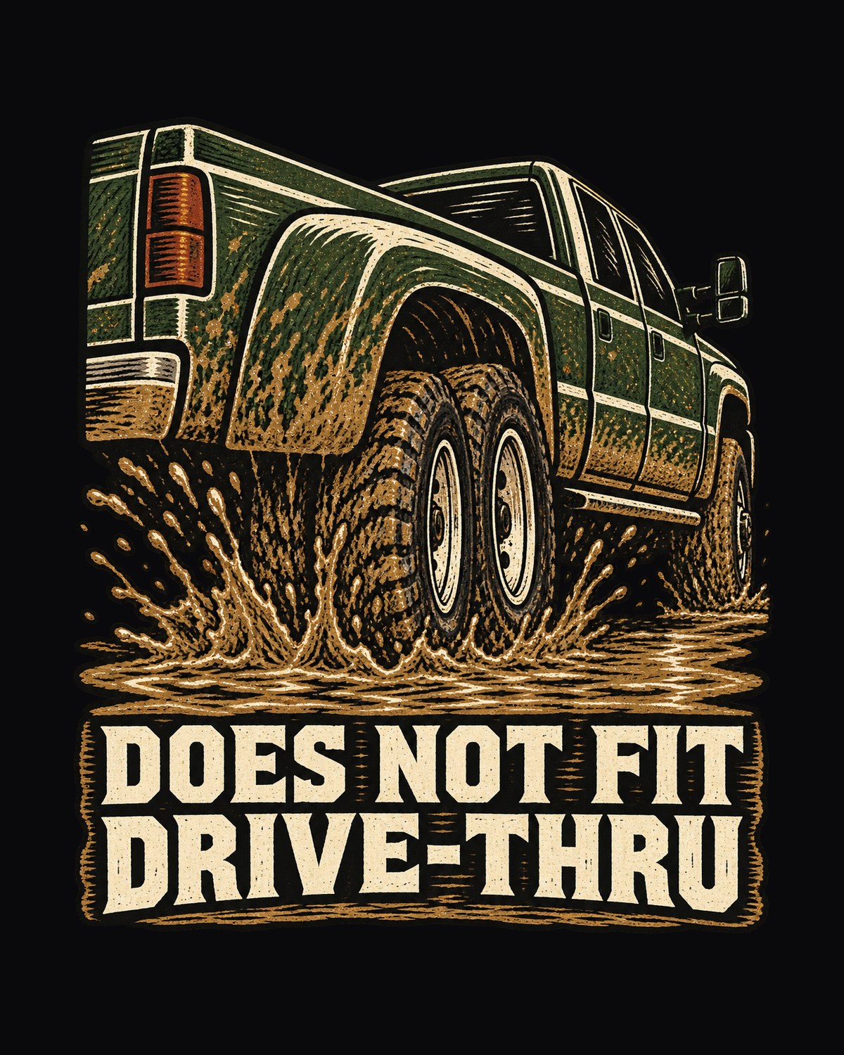 Dodge Ram 3500 Dually Cummins Woodcut Shirt, 1994-1998 design only