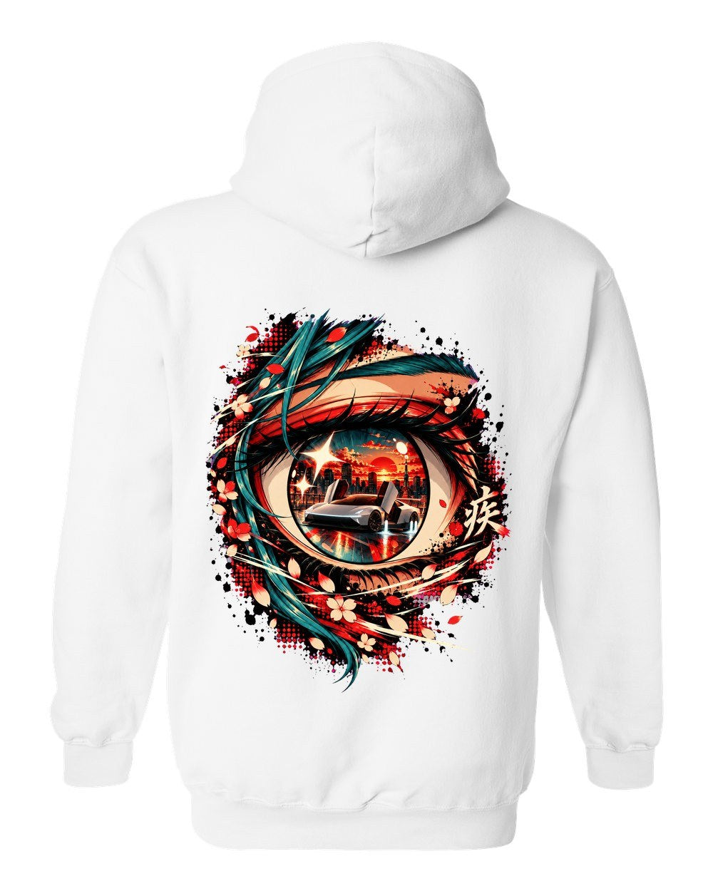 Tesla Roadster Anime Girl Pull Over Hoodie White back