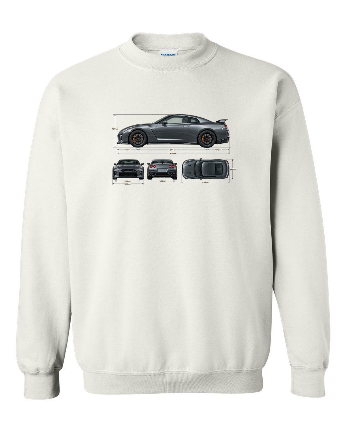 Nissan GT-R50 Italdesign Spec Poster white crewneck front view with the design