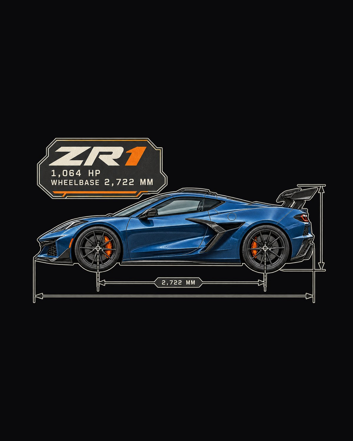 Corvette C8 ZR1 2025 Dimension Blueprint Shirt, Car Guy Gift design only