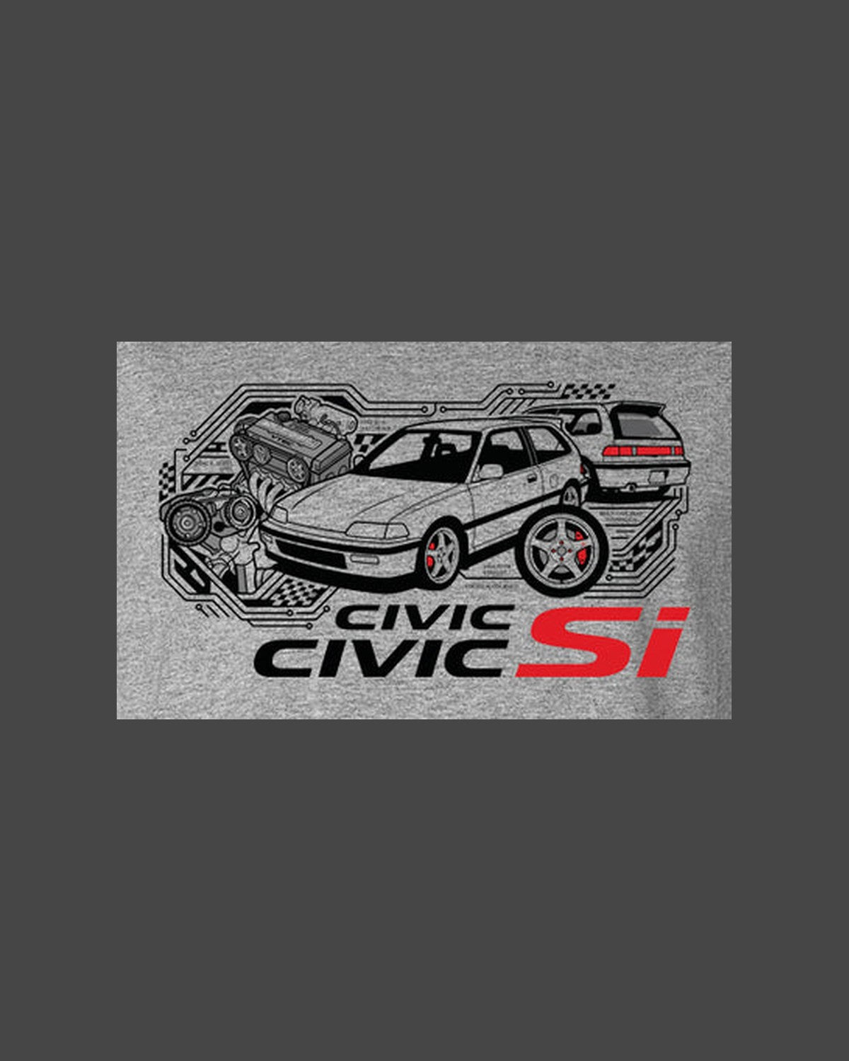 Civic Si Retro Tech T-Shirt design only