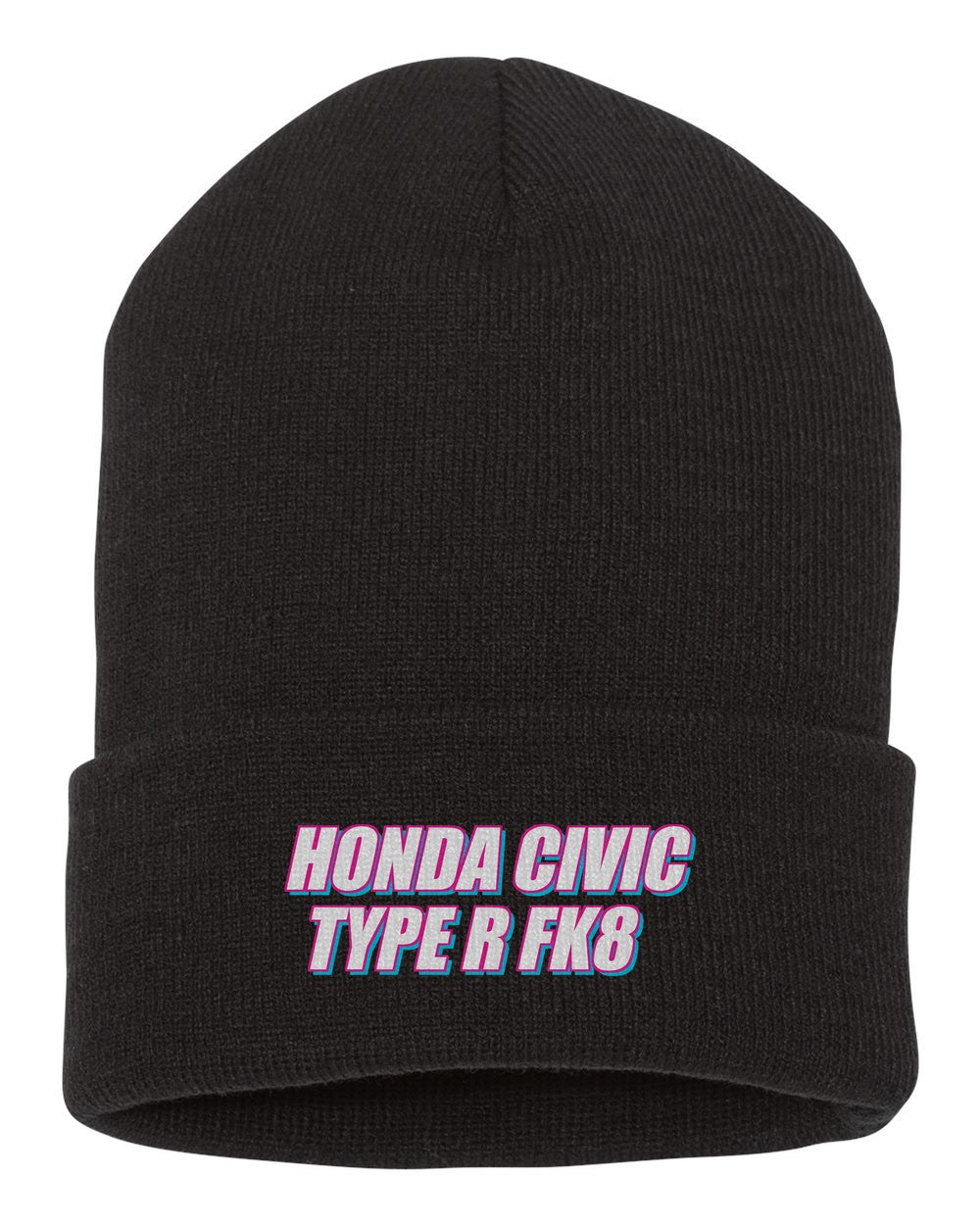 Honda Civic Type R Fk8 black beanie front view with car name