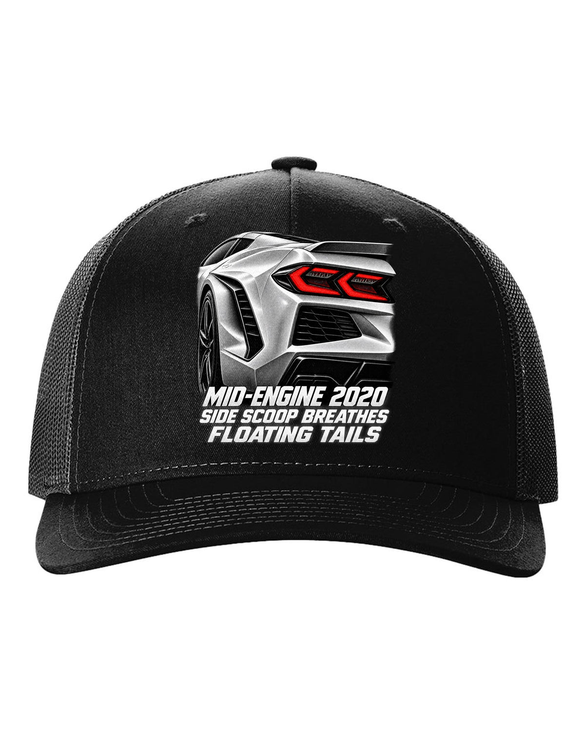 Corvette C8 Stingray 2020 Side Intake Taillight Detail black hat front view with the design
