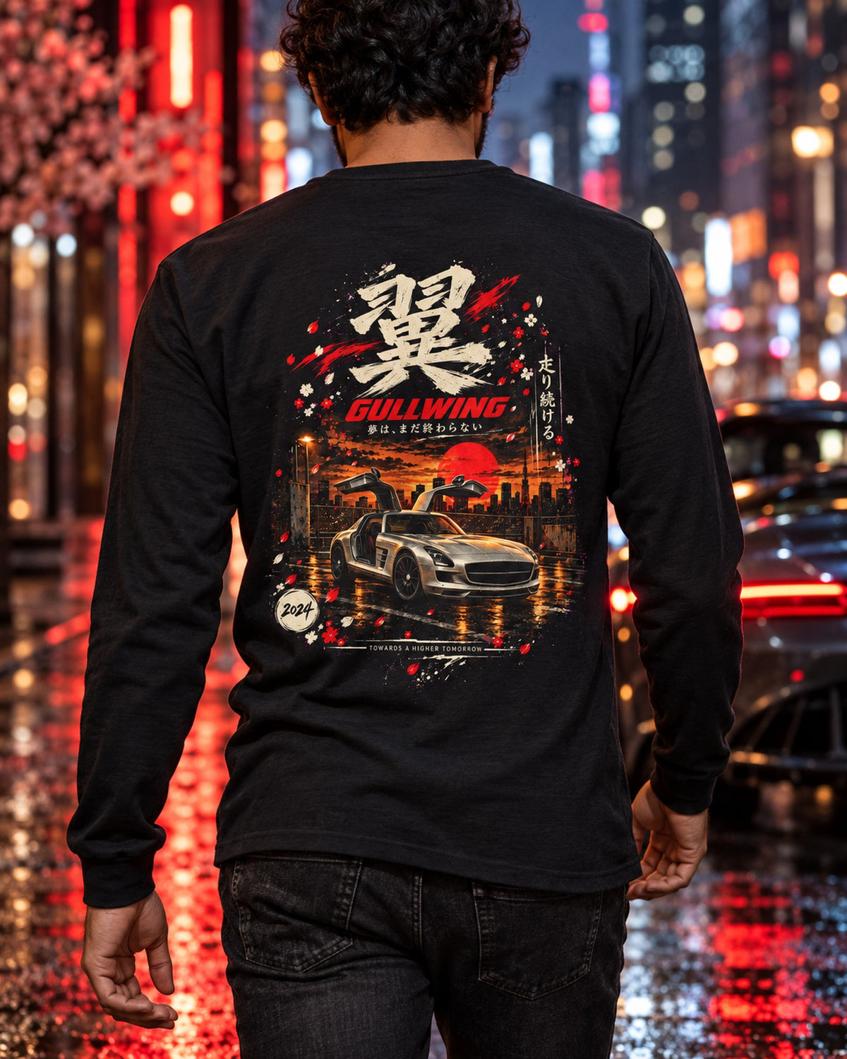 Mercedes-Benz SLS AMG Gullwing Shirt, Hoodie & More Long Sleeve Black worn hero