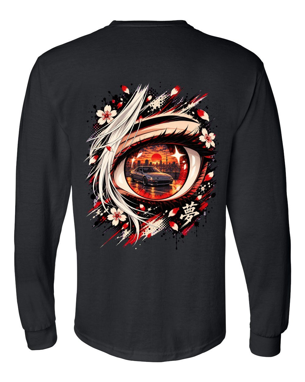 Honda Prelude BB Anime Girl Long Sleeve Black back