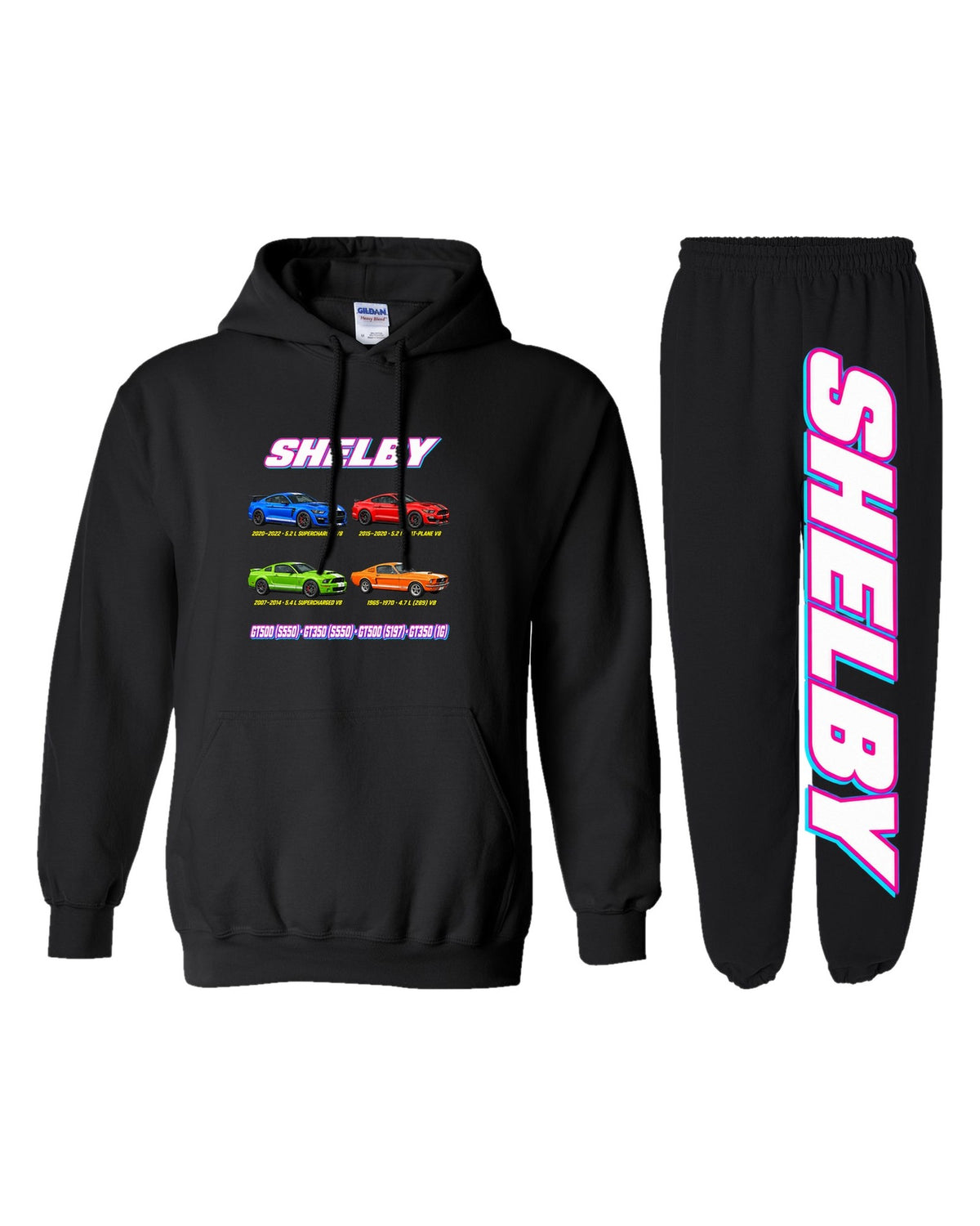 Shelby Mustang Evolution Hoodie + Jogger Set black hoodie and sweatpants