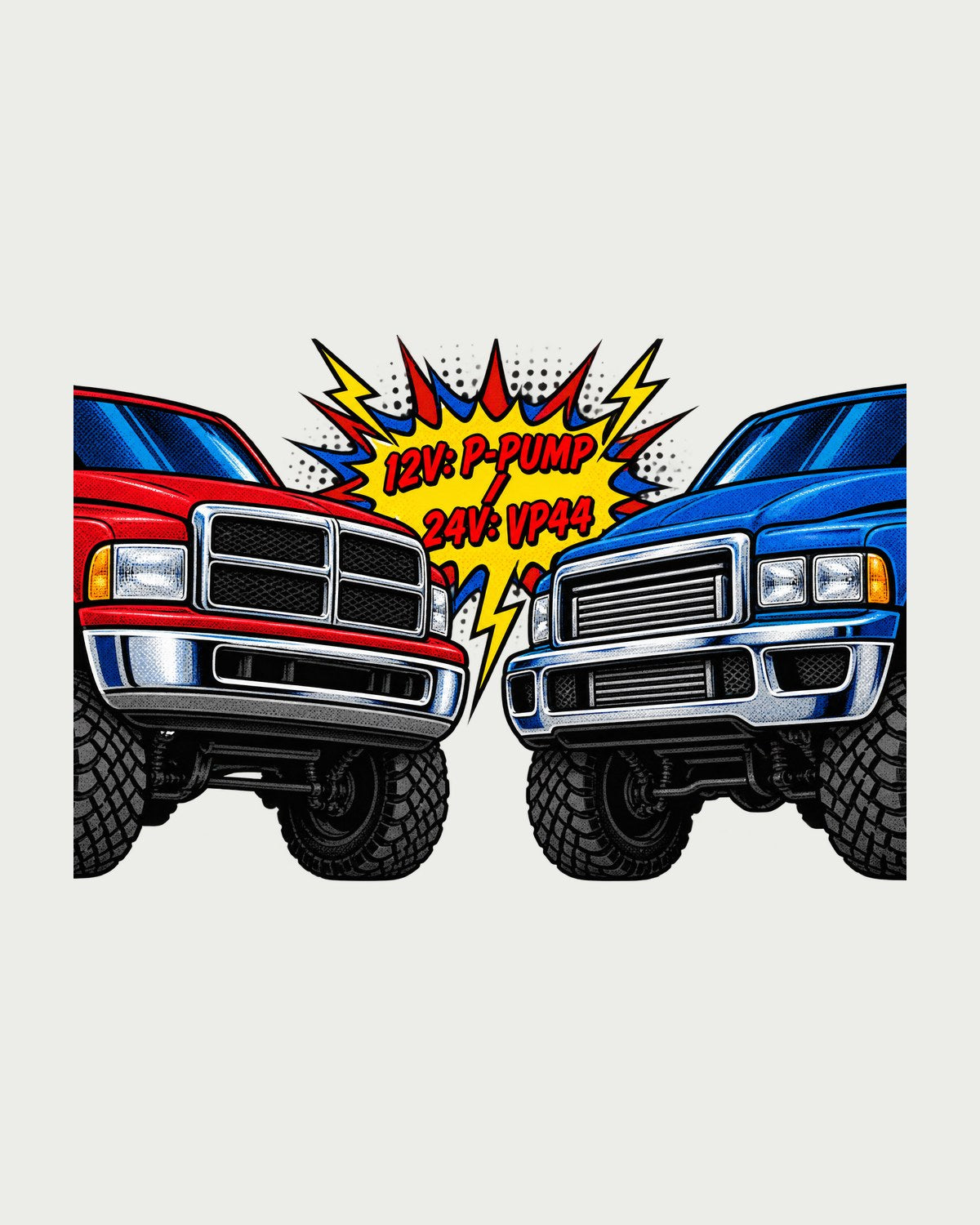 12V vs 24V Cummins Pop Art Shirt, Ram 2500 Diesel Debate design only