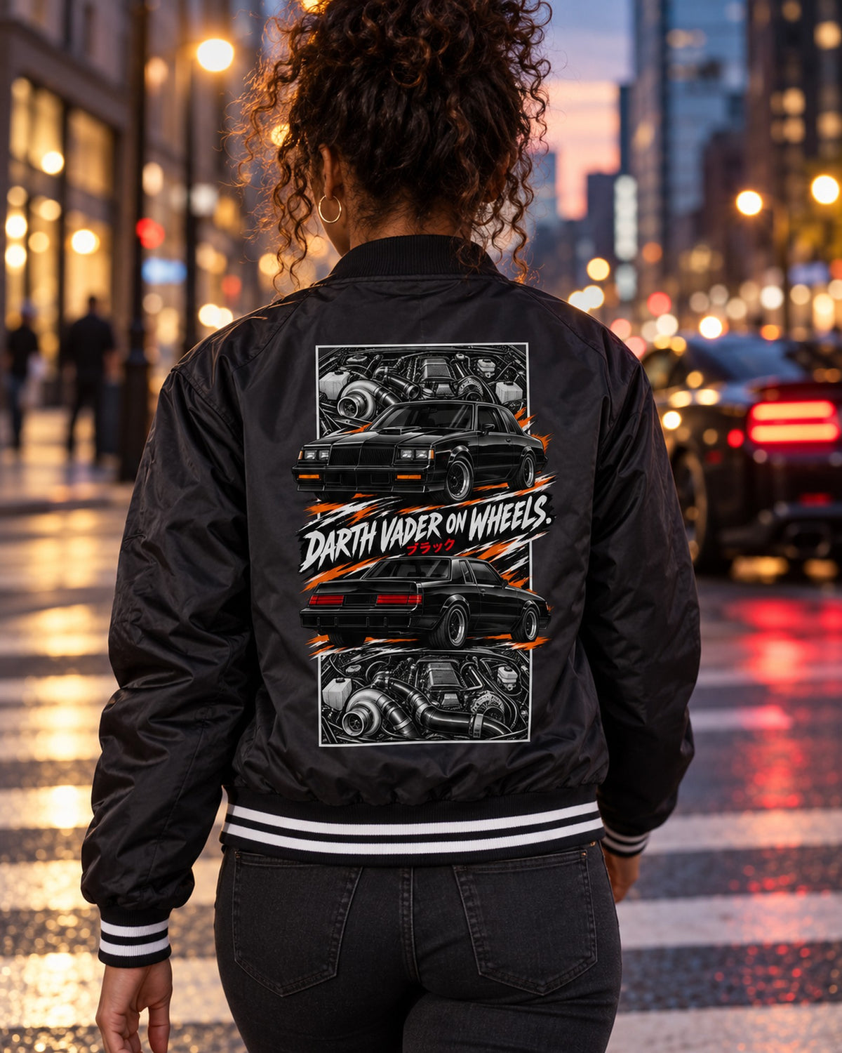 Buick Grand National Torn Poster Full-Back Graphic Tee Bomber Jacket Black worn hero