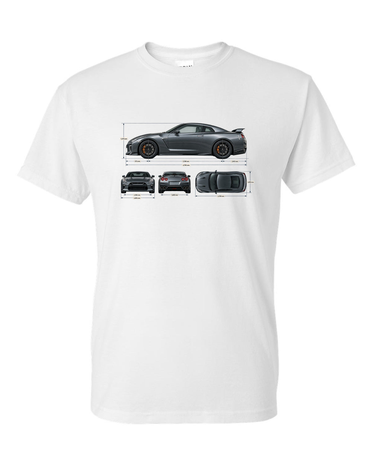 Nissan GT-R50 Italdesign Spec Poster white t-shirt front view with the design
