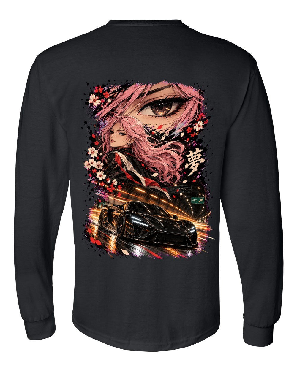 Rimac Nevera Anime Girl Long Sleeve Black back
