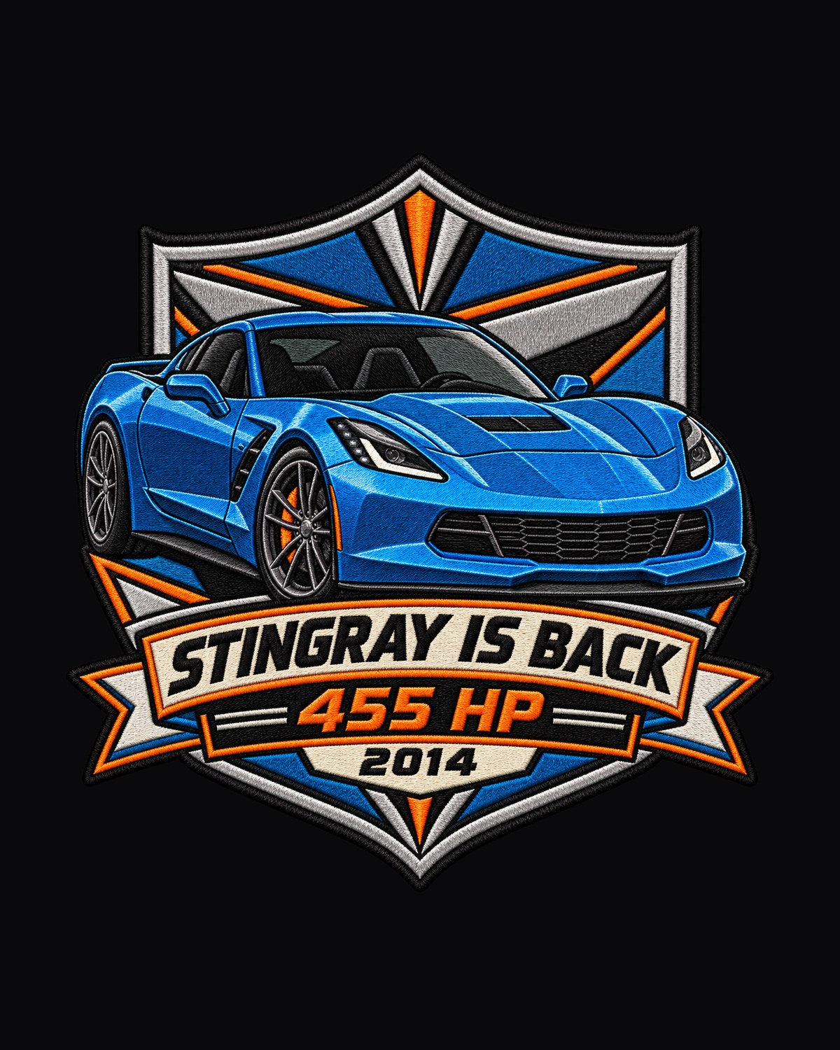 C7 Stingray Corvette Gill Vent Crest Tee, 2014 455 HP design only