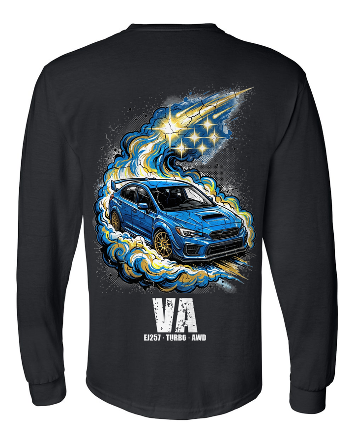 Subaru WRX STI Pleiades Long Sleeve T-Shirt — Black back