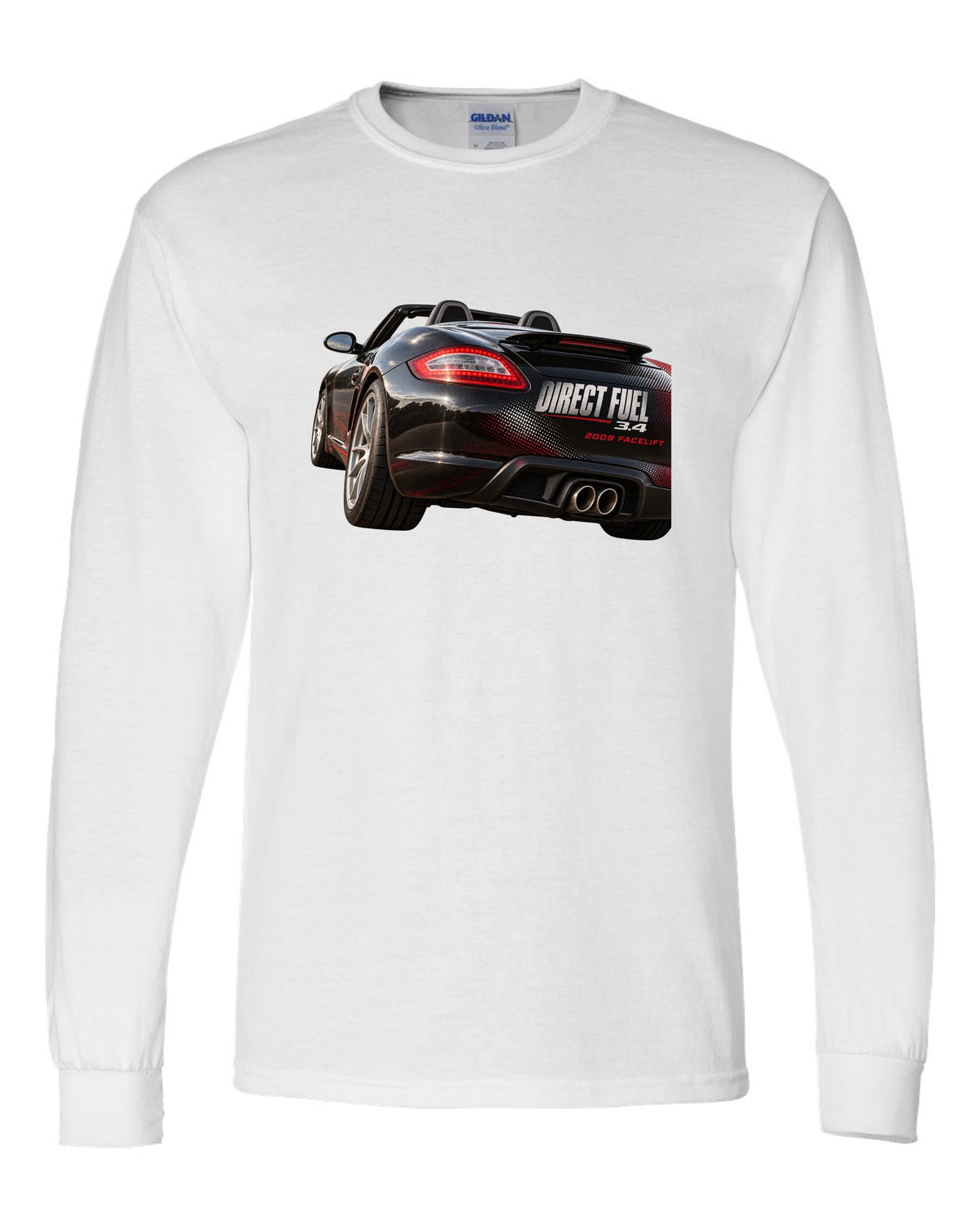 Taillight macro print of a Porsche Boxster 987.2 facelift white long sleeve front view with the design