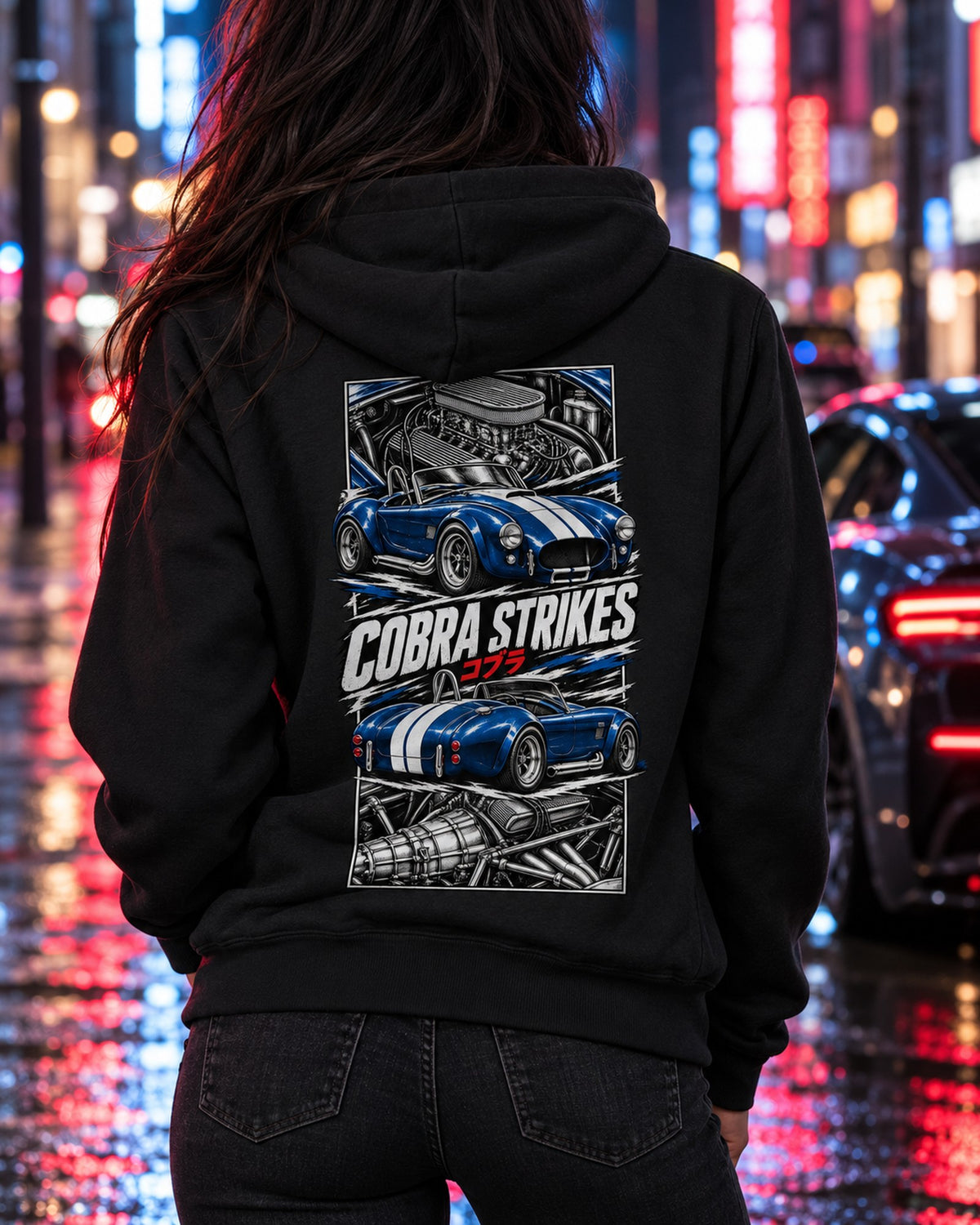 Shelby Cobra 427 Torn Poster Full-Back Graphic Tee Zip Hoodie Black worn hero