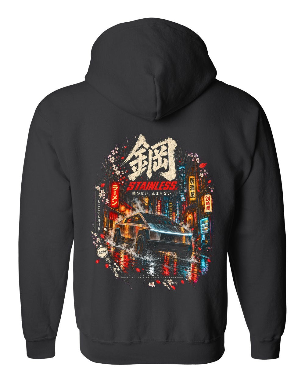 Tesla Cybertruck Zip Hoodie Black back