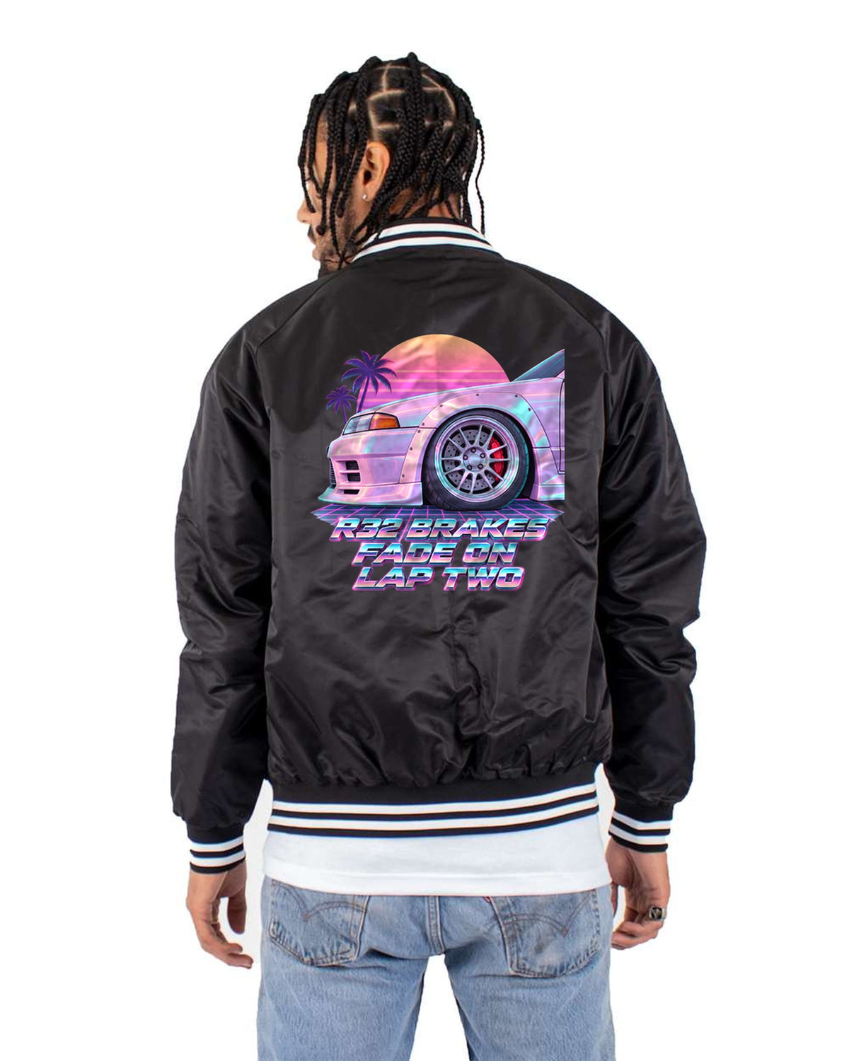 Nissan Skyline GT-R R32 BNR32 Brake Fade Vaporwave Shirt Bomber Jacket Black back
