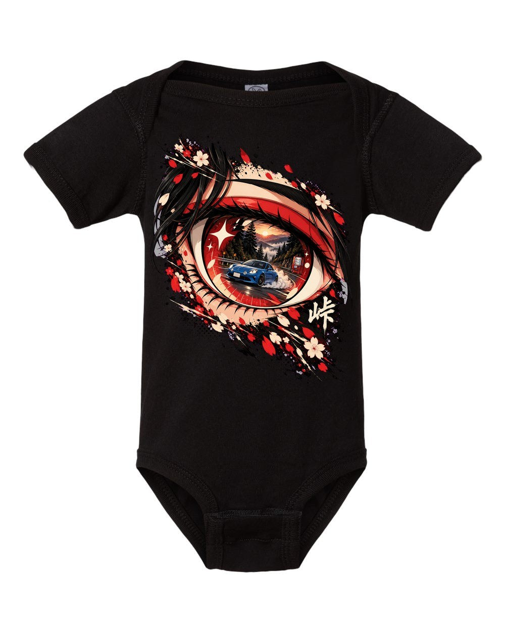 Alpine A110 Anime Girl Baby Onesie Black front