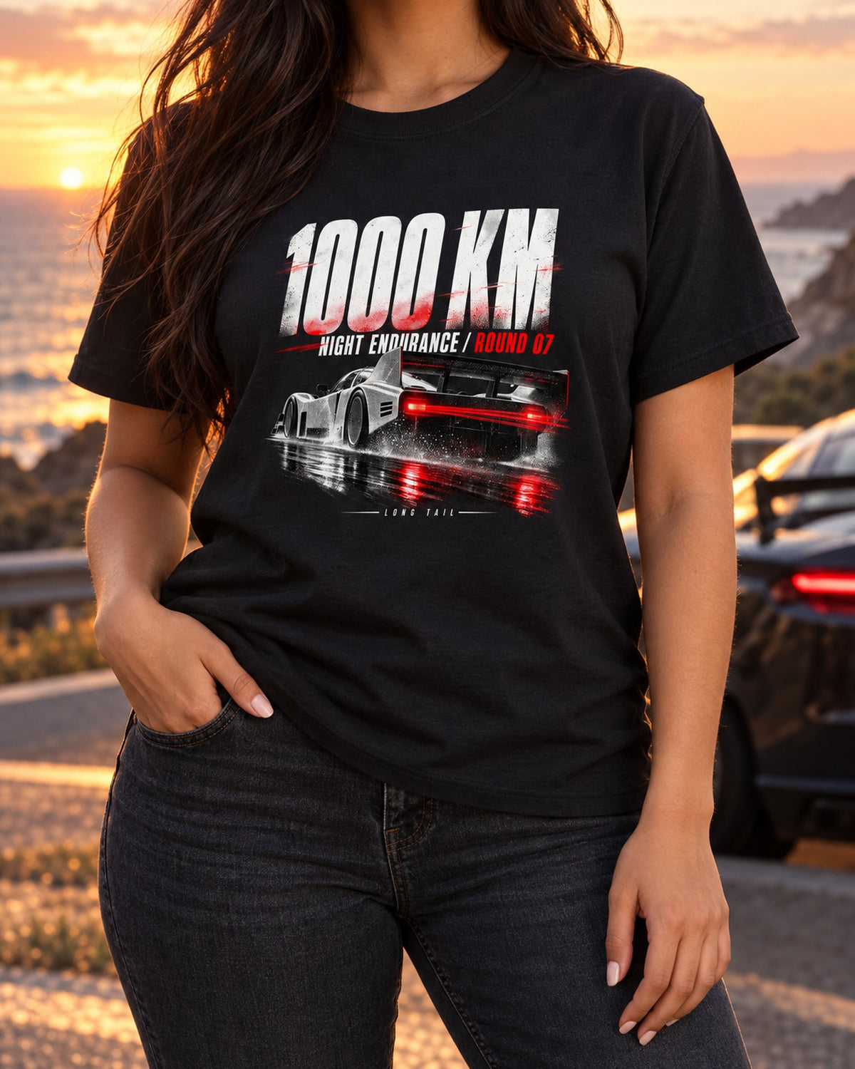 Porsche 962 Group C Night Endurance Poster Shirt, Race Tee T-Shirt Black worn hero