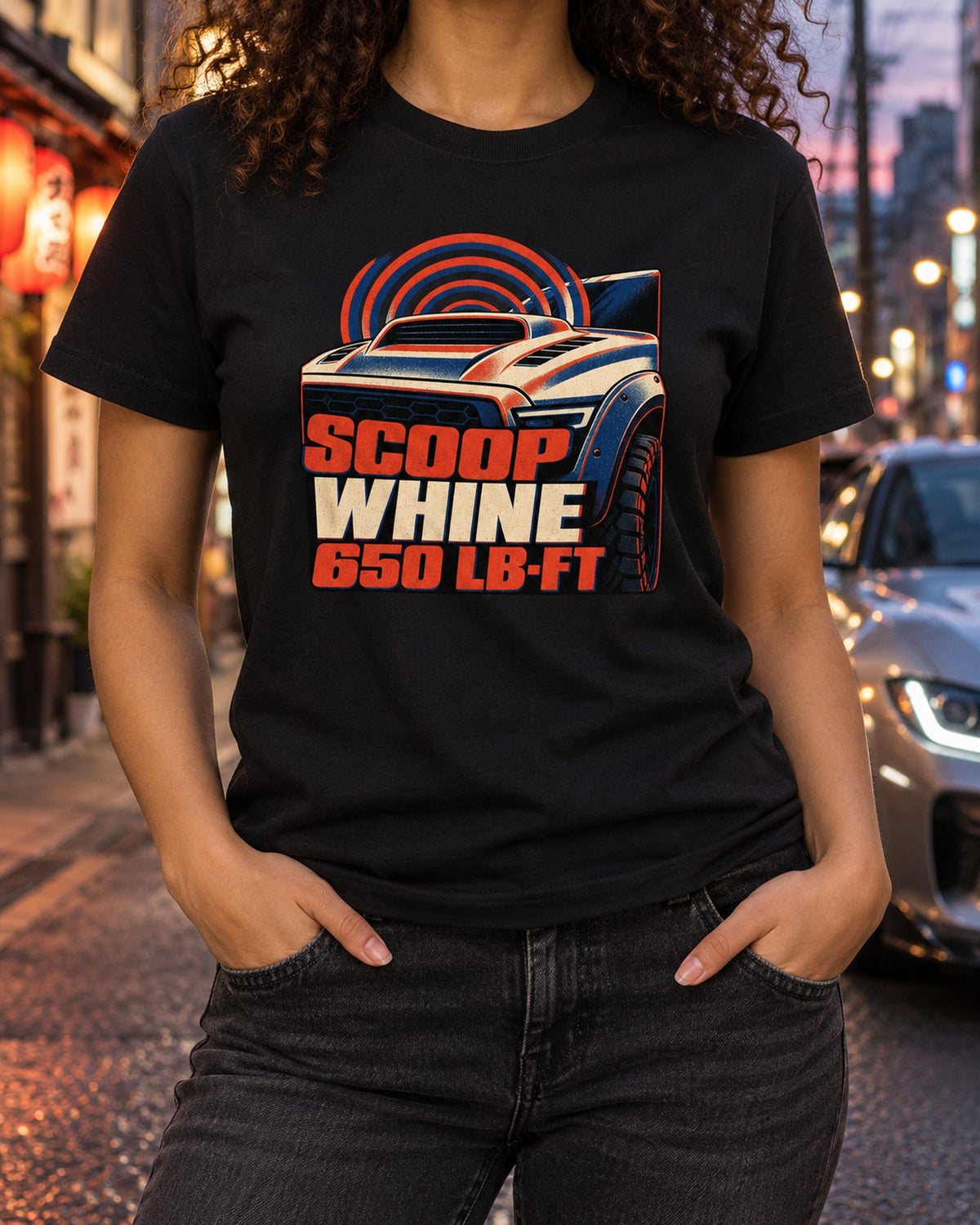Ram 1500 TRX Scoop and Whine Riso Print Shirt, 650 lb-ft T-Shirt Black worn hero