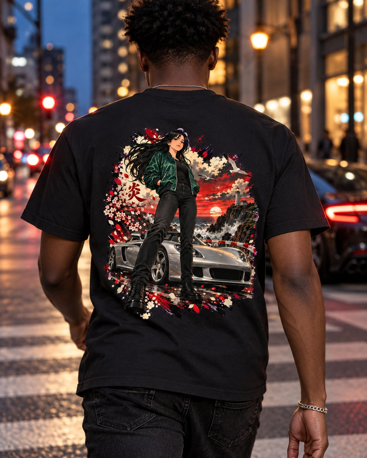 Porsche Carrera GT Anime Girl Shirt, Hoodie & More T-Shirt Black worn hero