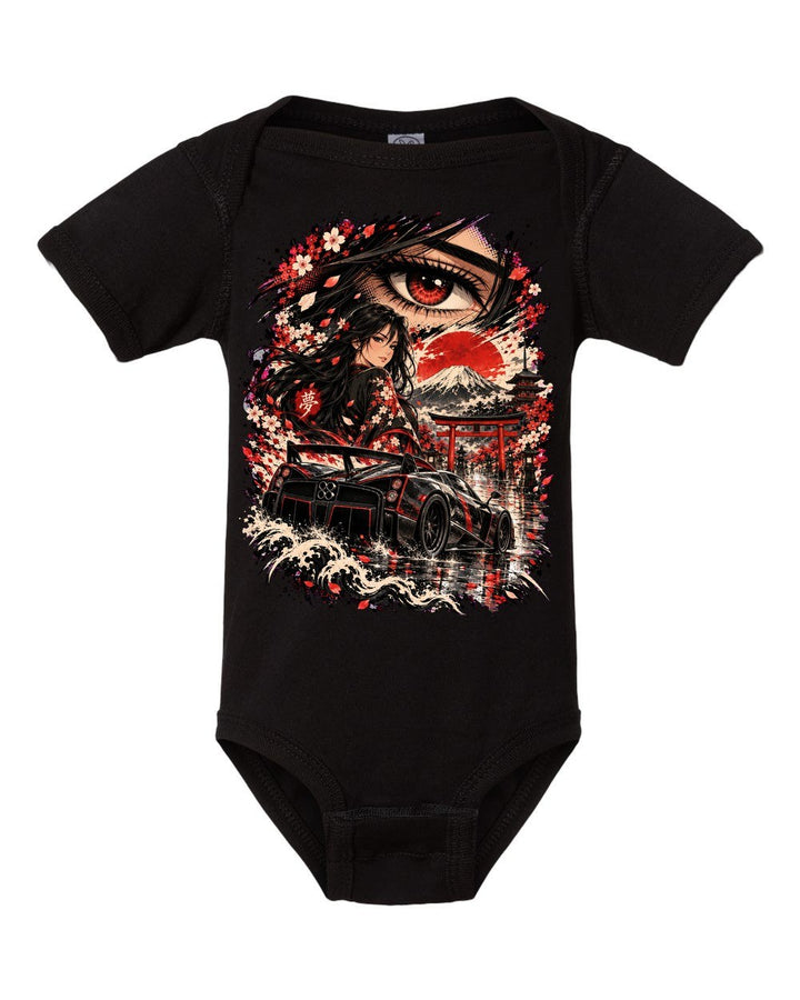 Pagani Zonda Anime Girl Baby Onesie Black front