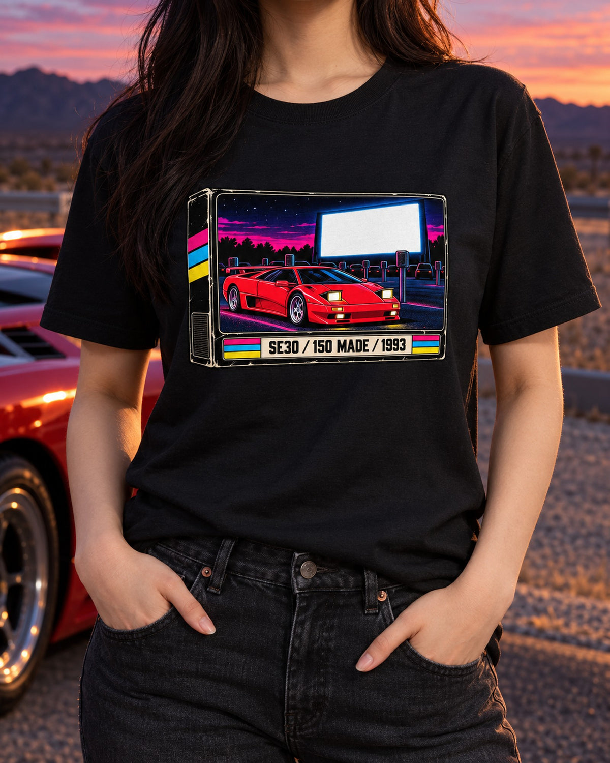 Lamborghini Diablo SE30 1993 VHS Cassette Shirt, 150 Made T-Shirt Black worn hero