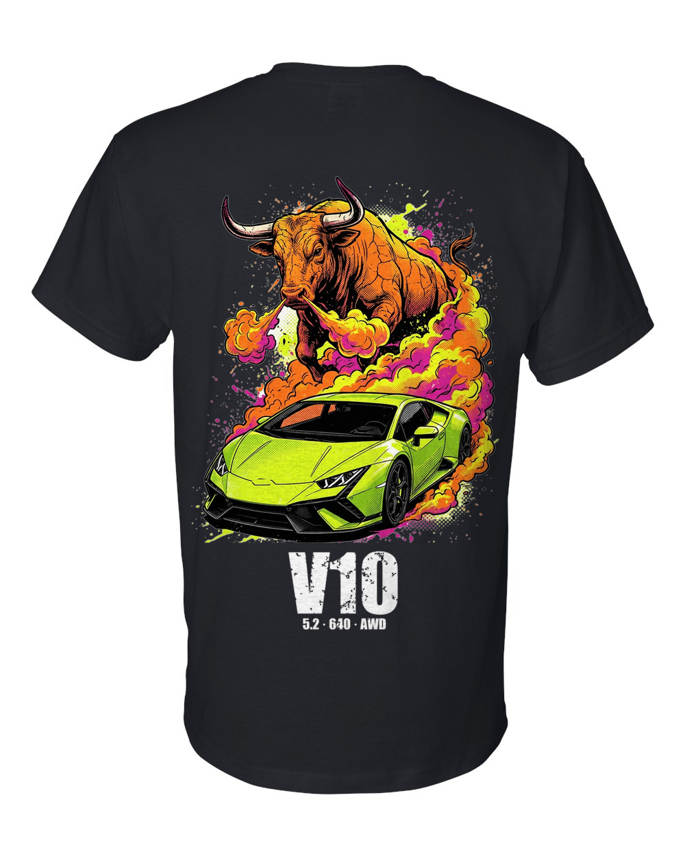 Lamborghini Huracan Bull T-Shirt — Black back