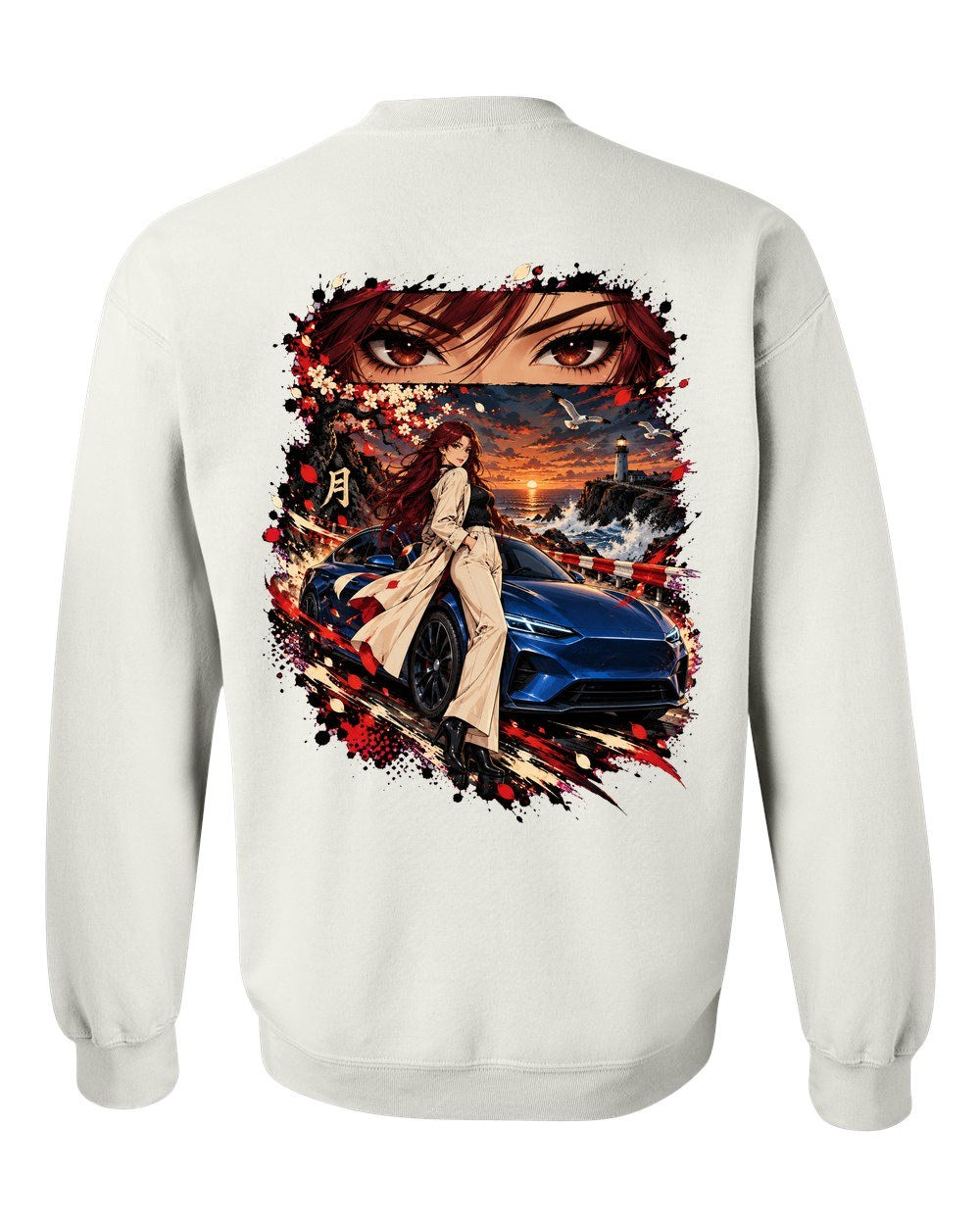 Lucid Air Sapphire Anime Girl Crewneck White back