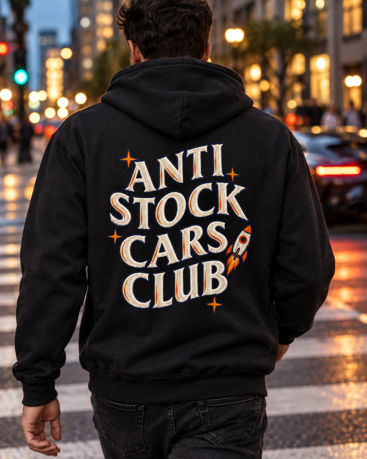 Anti Stock Cars Club Space Mission Patch Shirt, Hoodie & More Pull Over Hoodie Black worn hero
