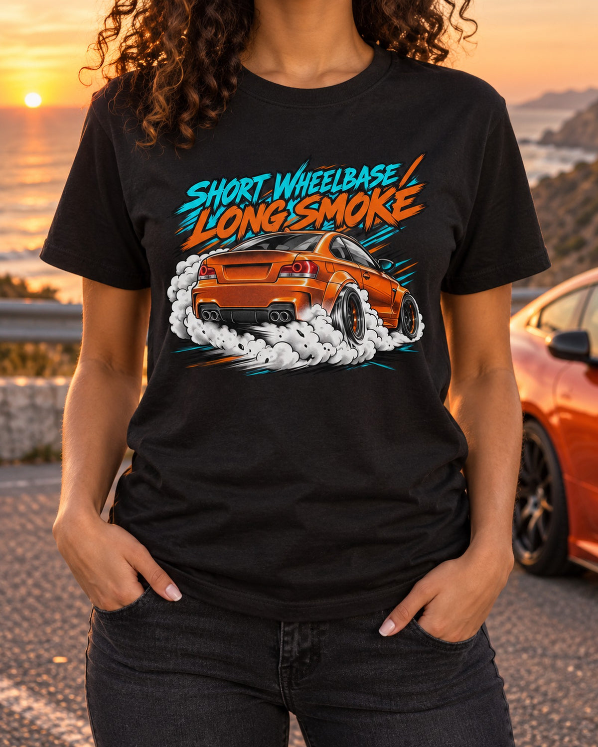 Retro Manga Halftone Shirt, BMW 1 Series M Coupe E82 Burnout T-Shirt Black worn hero