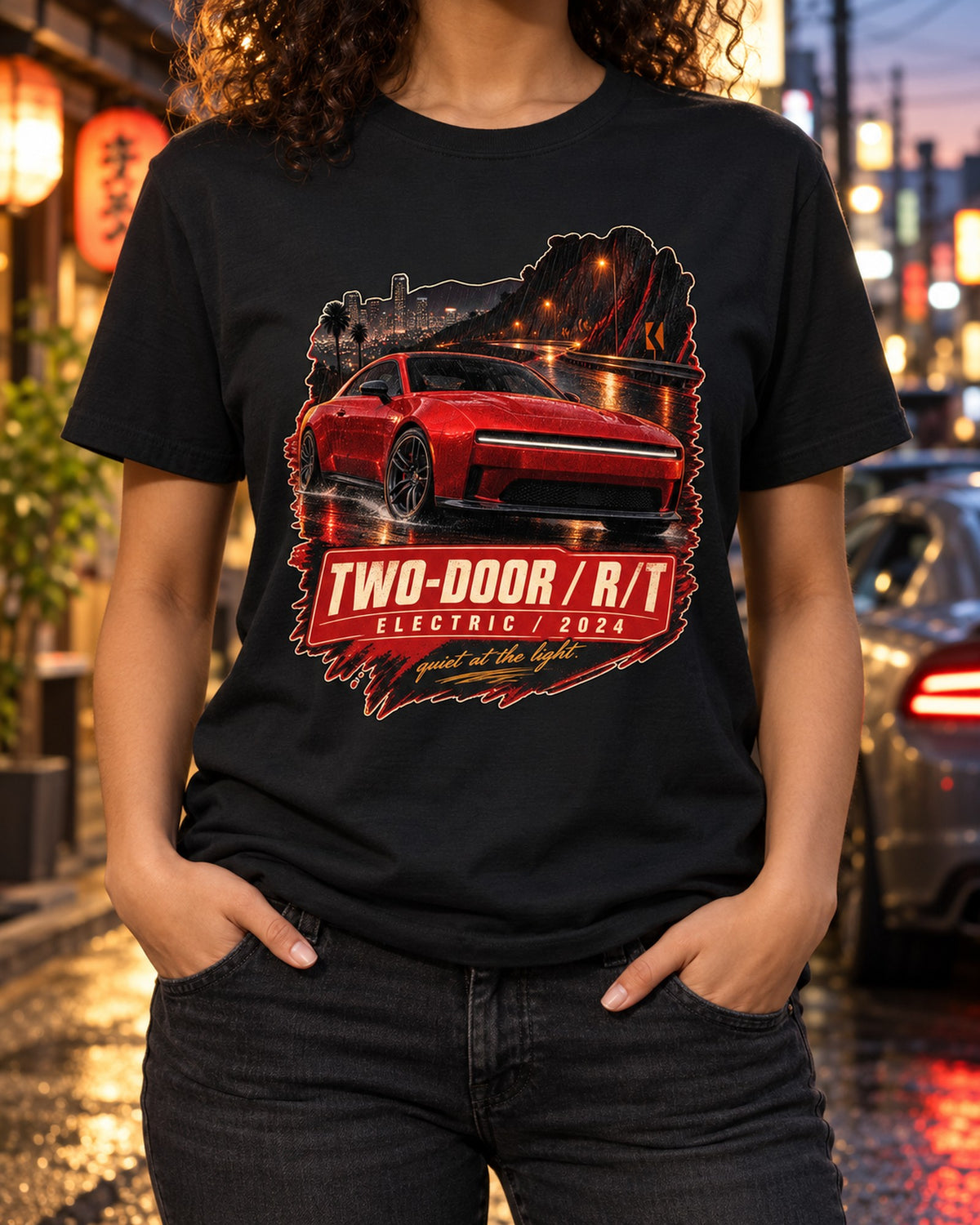 Dodge Charger Daytona R/T 2024 Night Street print Shirt T-Shirt Black worn hero