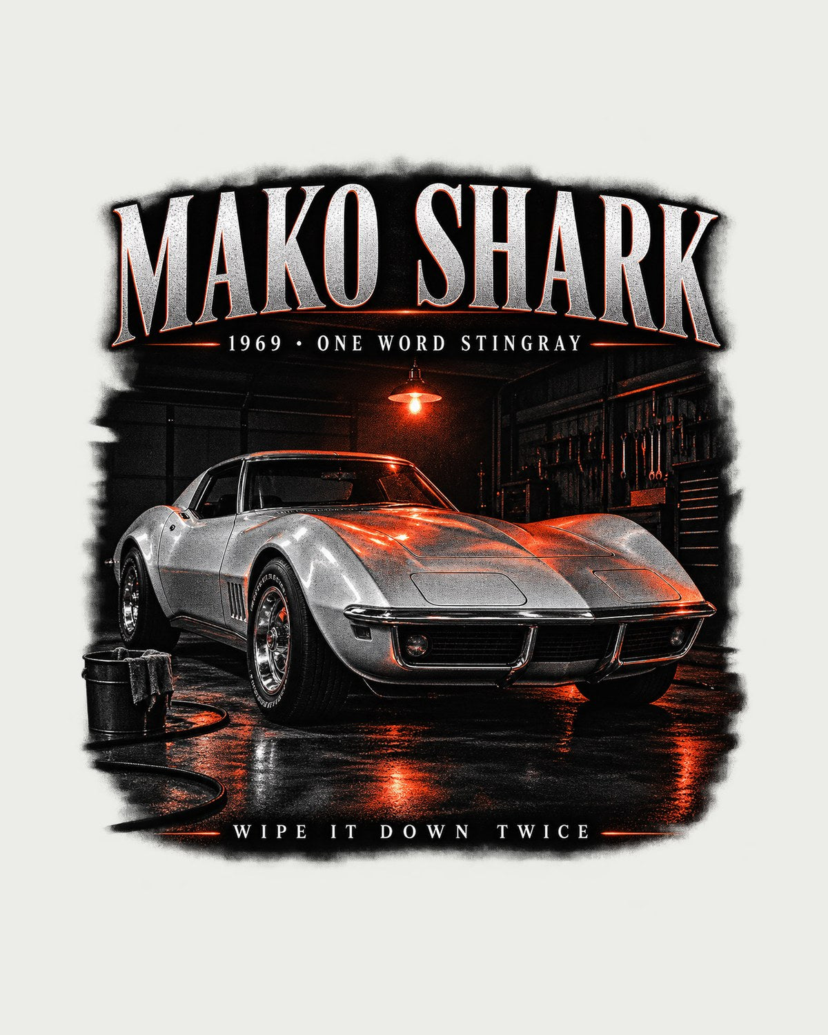 Corvette C3 Stingray 1969 Mako Shark Garage Night Shirt design only