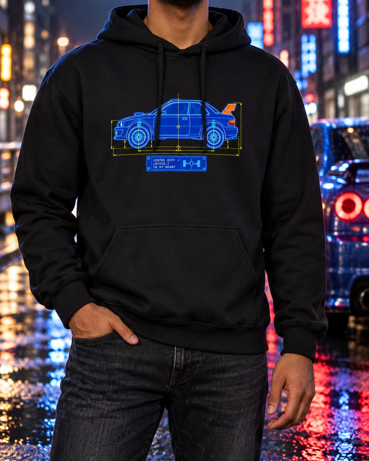 Celica GT-Four ST185 Group A Blueprint Shirt, Rally Car Gift Pull Over Hoodie Black worn hero