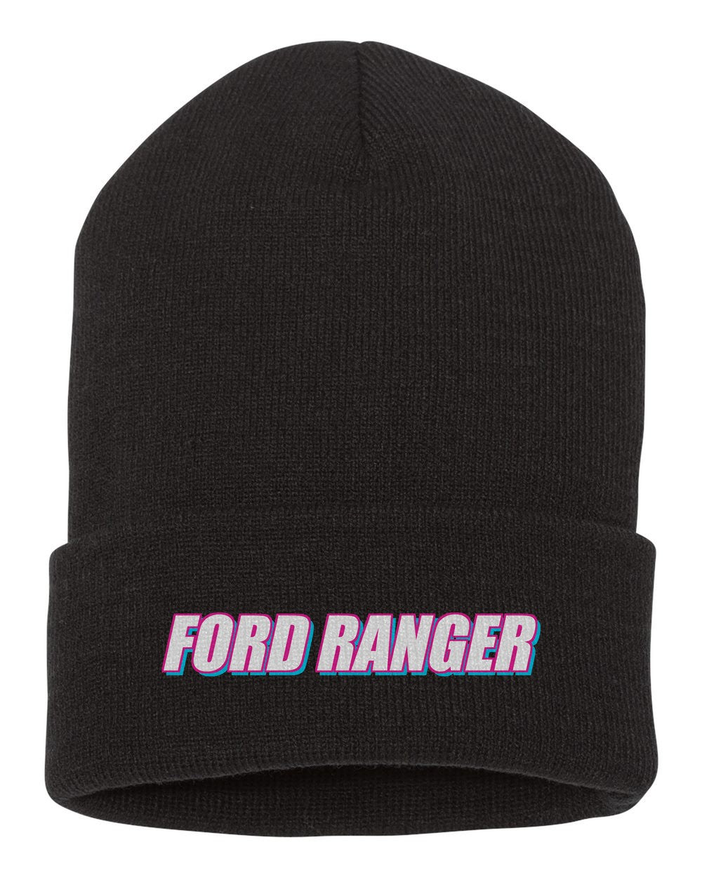 Ford Ranger black beanie front view with car name