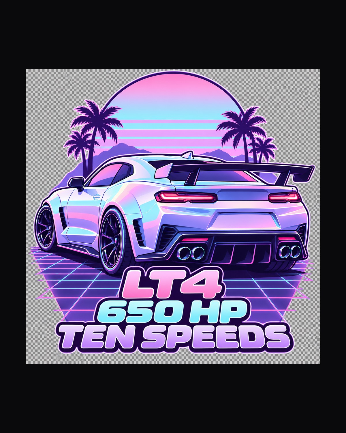 Chevrolet Camaro ZL1 2019 LT4 Vaporwave Pastel Wing Tee design only