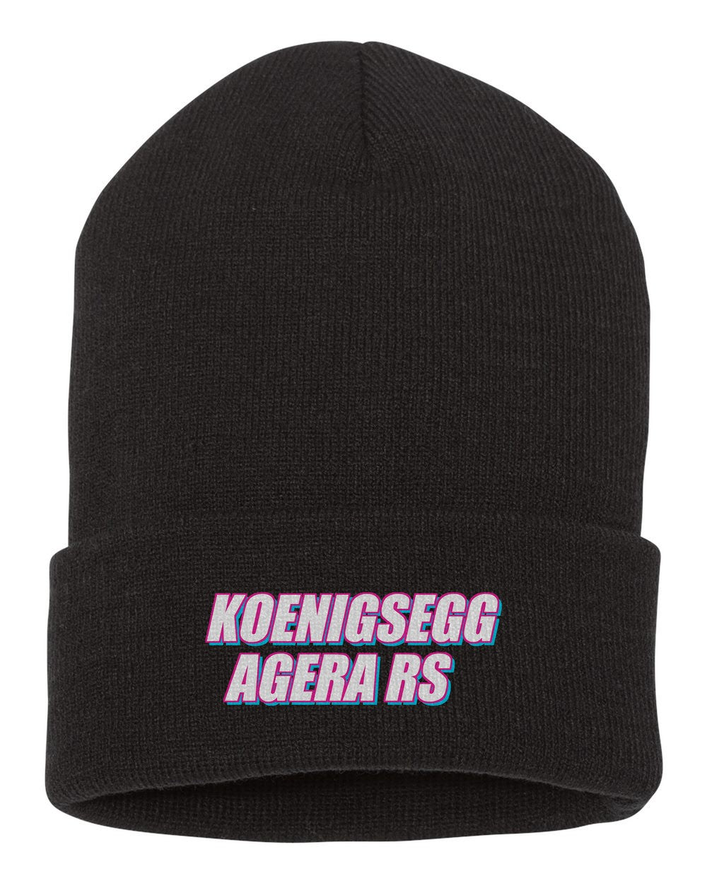 Koenigsegg Agera Rs black beanie front view with car name