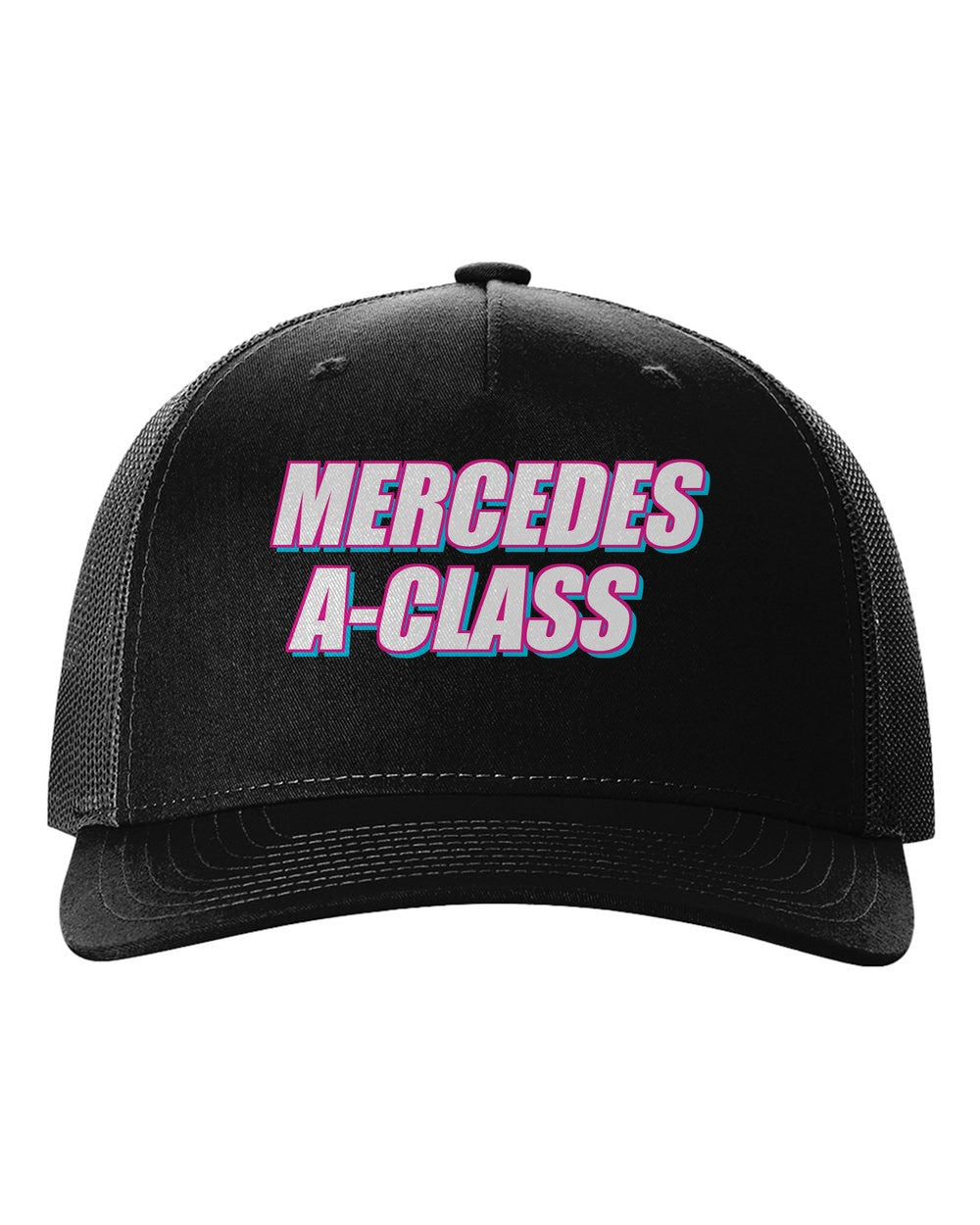 black hat front view with car name