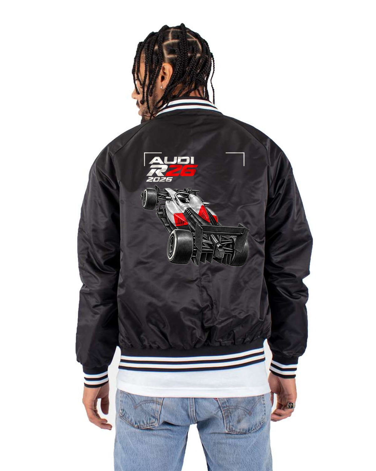 Audi R26 F1 2026 Rear Frame Shirt, Formula 1 Fan Tee Bomber Jacket Black back