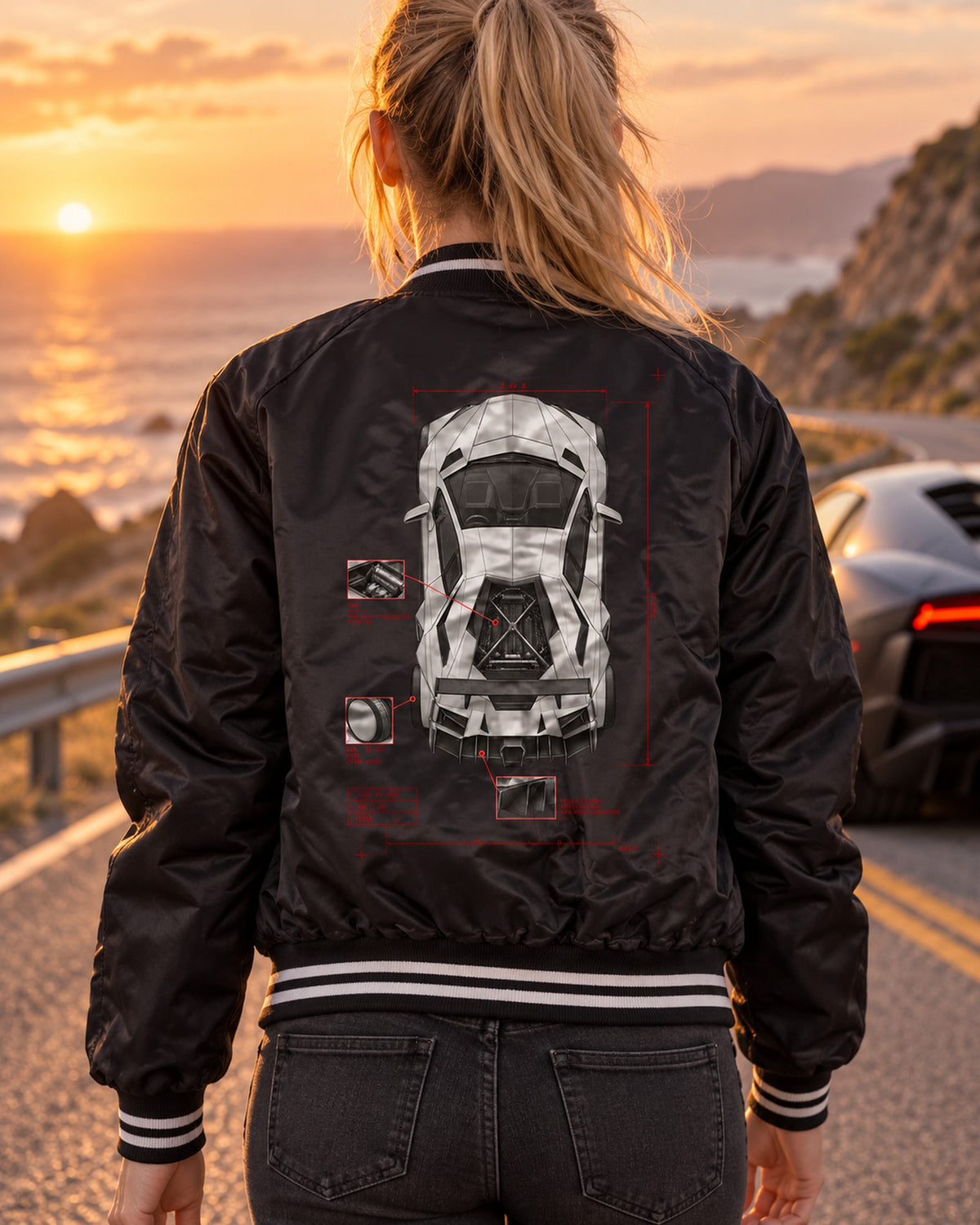 Lamborghini Aventador S LP740-4 Spec Poster Shirt, Car Guy Gift Bomber Jacket Black worn hero